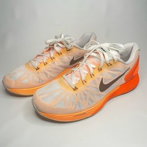 Nike Lunarglide 6 White Total Orange Black Sneakers Running Shoes